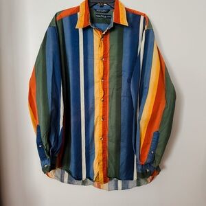 Men’s Nautica Multiple Colored Retro 70s Inspired Striped Button Down Shirt
